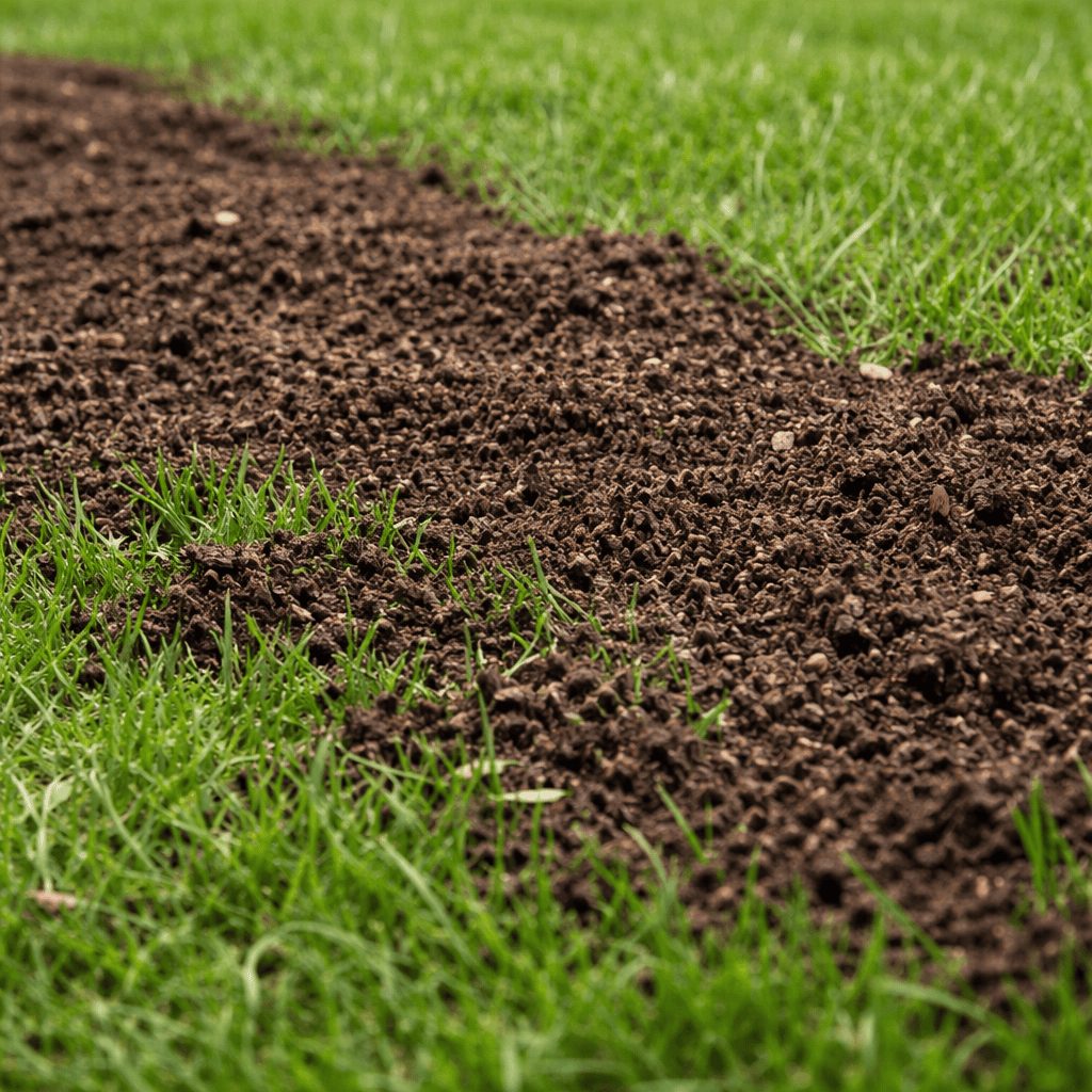 ChatGPT Image Mar 22, 2026, 03_43_33 PM Light compost topdressing applied in a thin layer over healthy green lawn grass