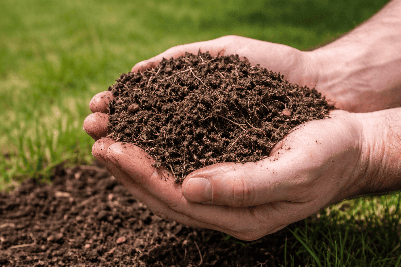 ChatGPT Image Mar 6, 2026, 03_49_57 PM Hand holding rich organic soil with visible compost and roots above a healthy lawn.